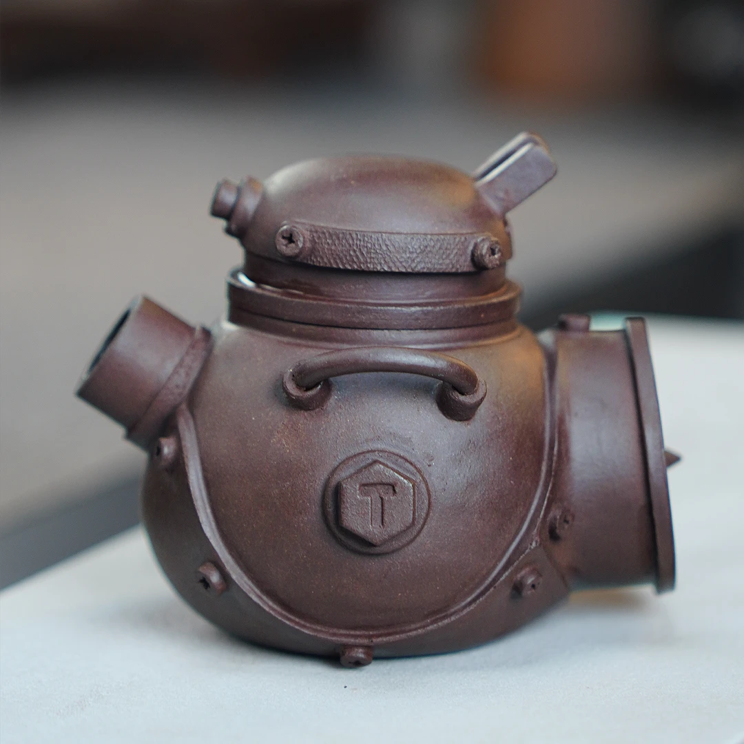 【合一独家】创意把玩 蒸汽朋克 机械感 紫泥坦克壶 谢尔曼180cc