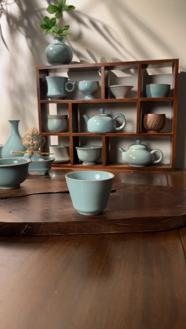 【闪购商品】杯玉松汝瓷高端天青釉色闻香杯