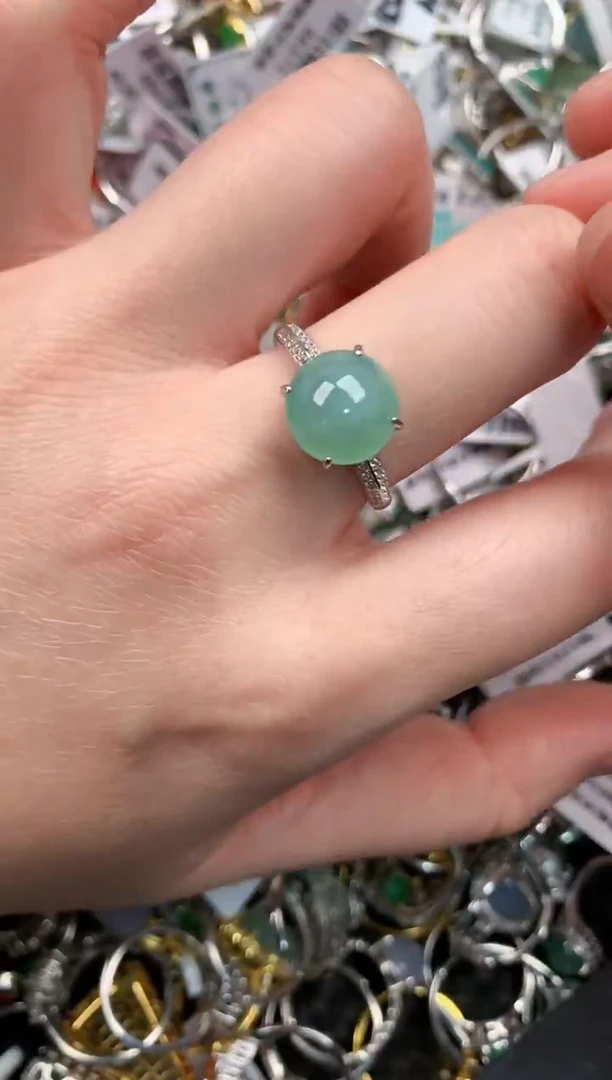 银S925镶嵌戒指翡翠222---1