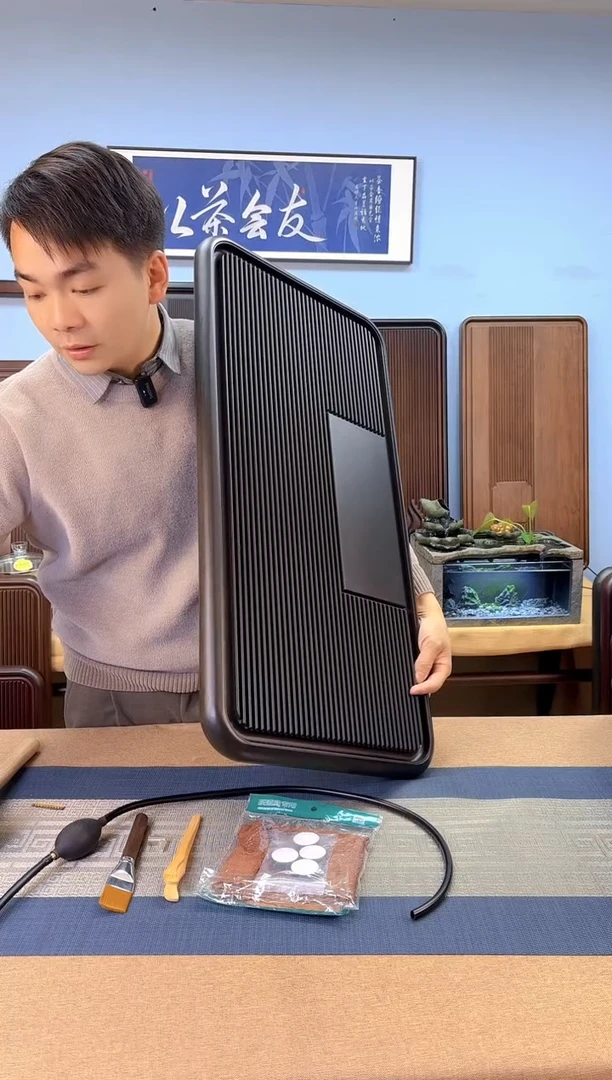 【闪购商品】凌龙黑色款式茶盘80*40*4