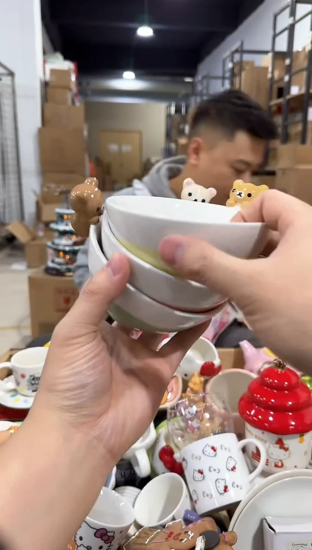 瓷片轻松熊公仔碗3件套 瑕疵不退换