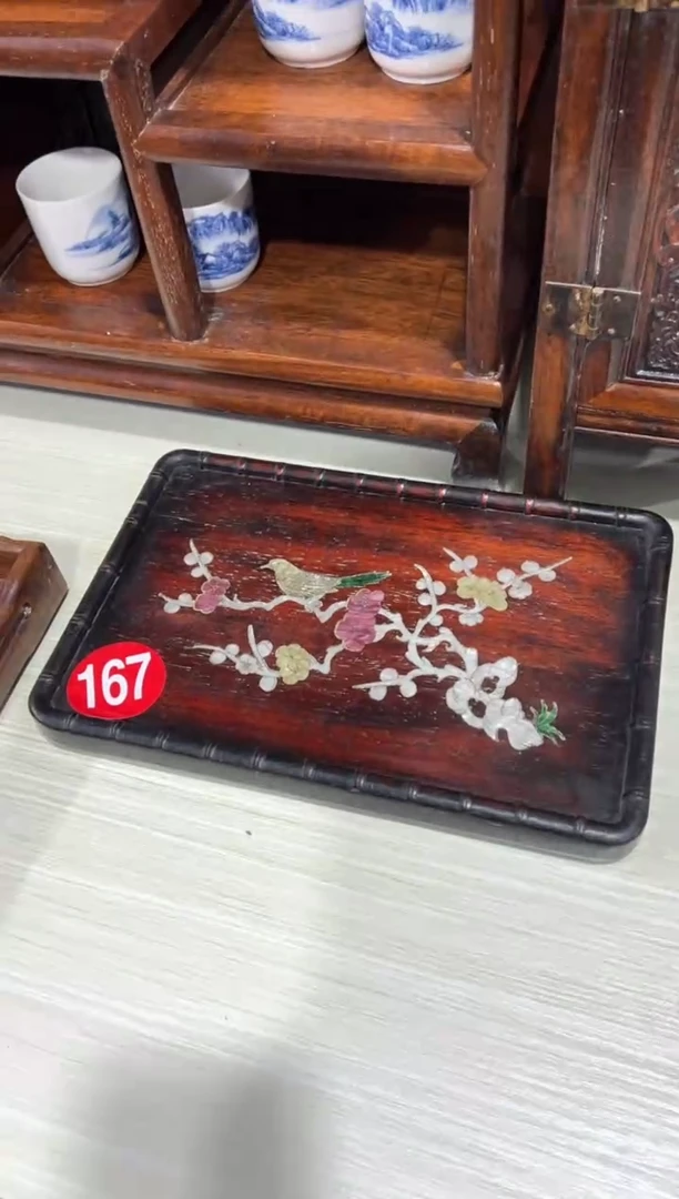 木木非洲紫檀螺钿镶嵌茶盘托盘壶承