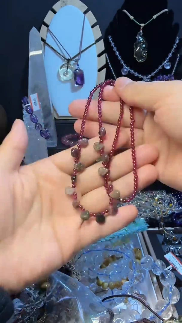 颈饰未镶嵌石榴石天然石榴石项链