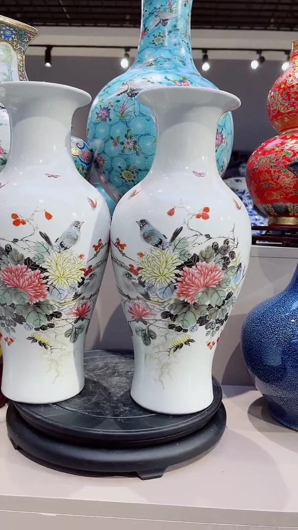 摆件景德镇陶瓷花瓶高度35cm