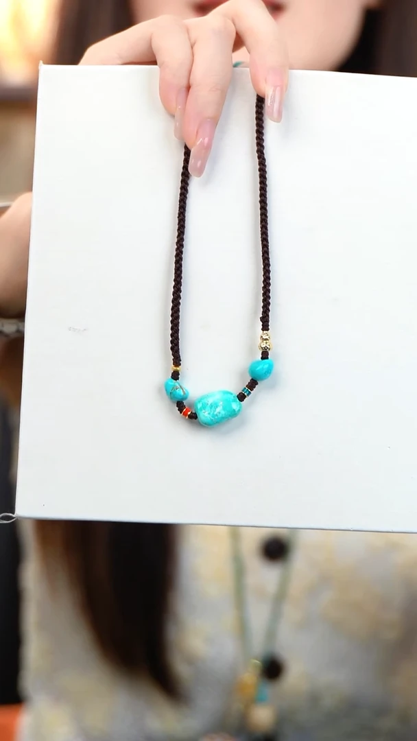 项链随型绿松天然矿石