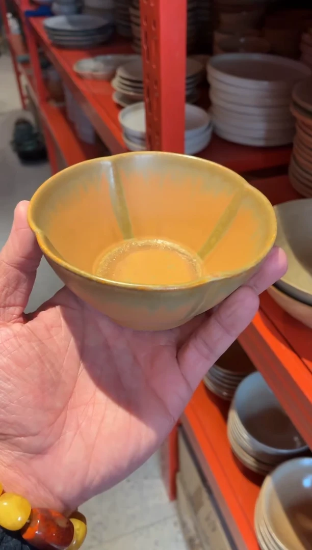 瓷片4.5寸黄流沙花瓣碗（福利款）