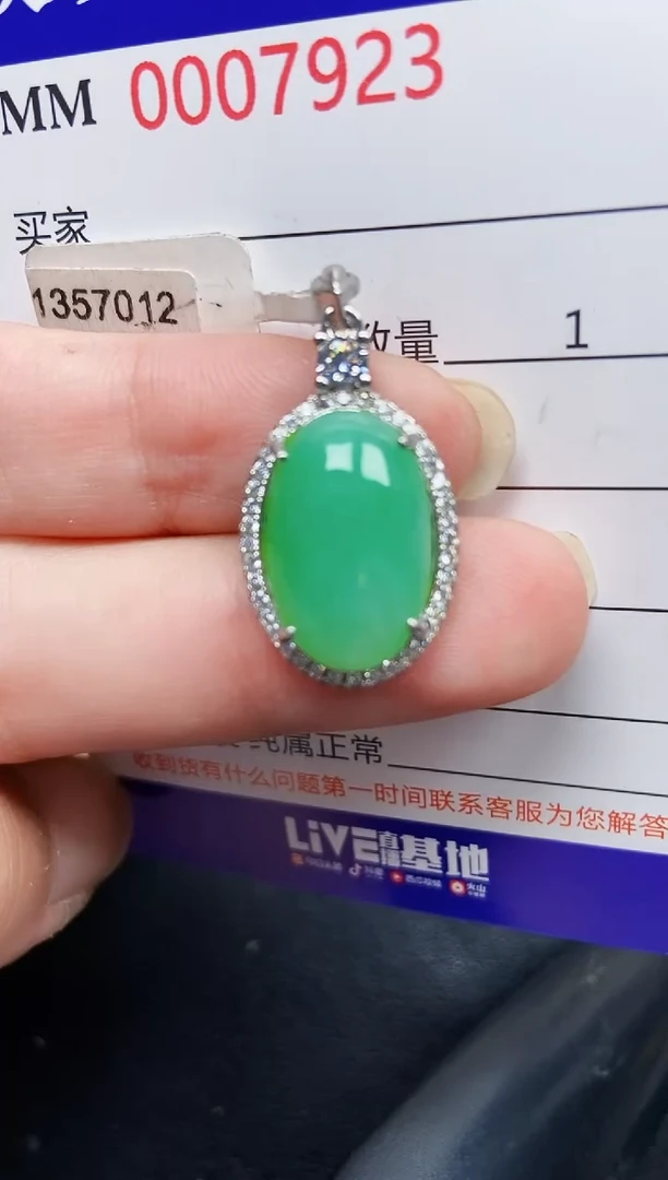 翡翠银S925镶嵌颈饰7923