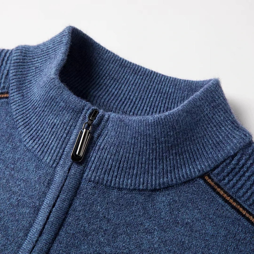 01-100中老年男装毛衣针织衫男士休闲宽松半高领加厚纯色保暖立领