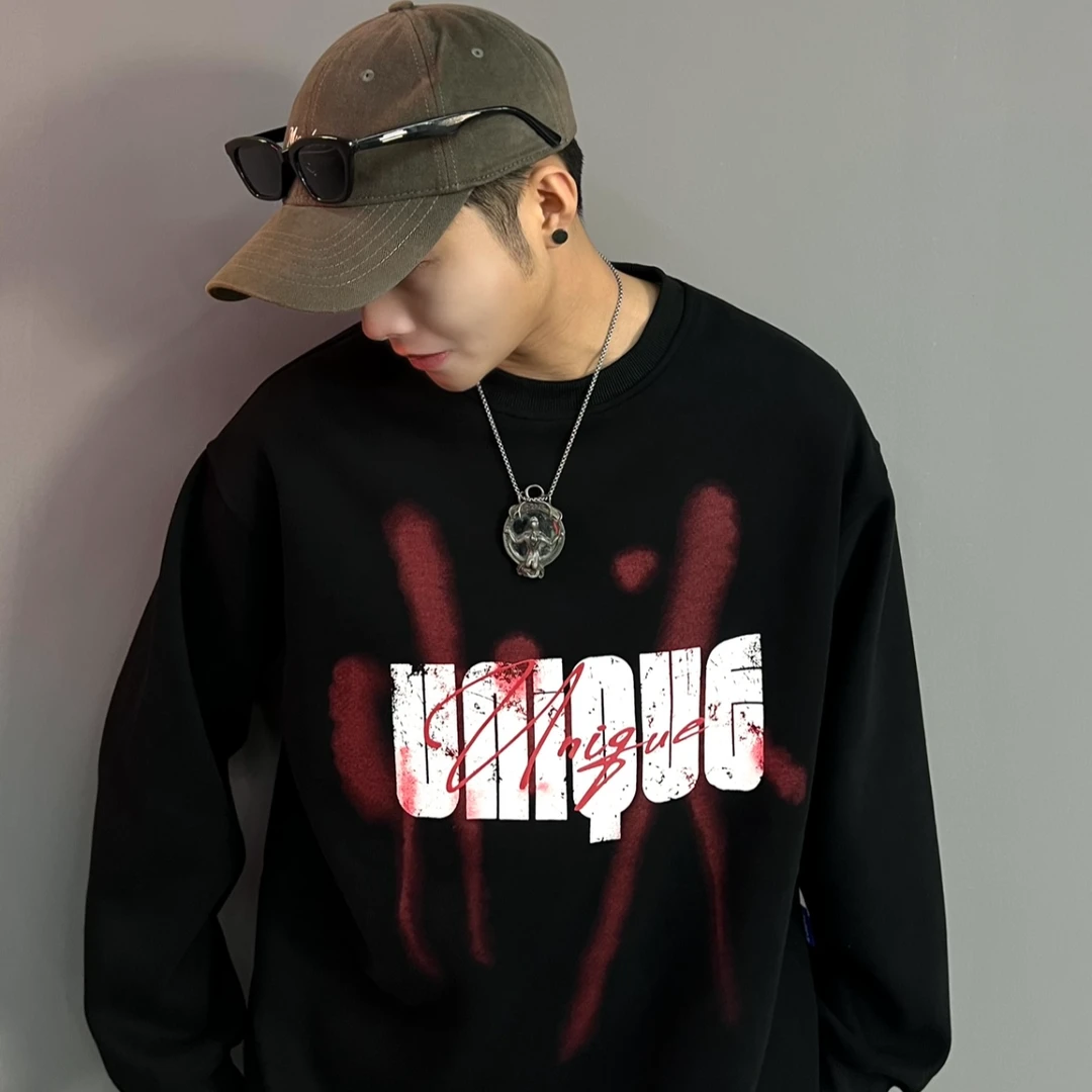 MAGIC*T美式街头宽松多重光变立体印花重磅圆领潮流凉感休闲卫衣