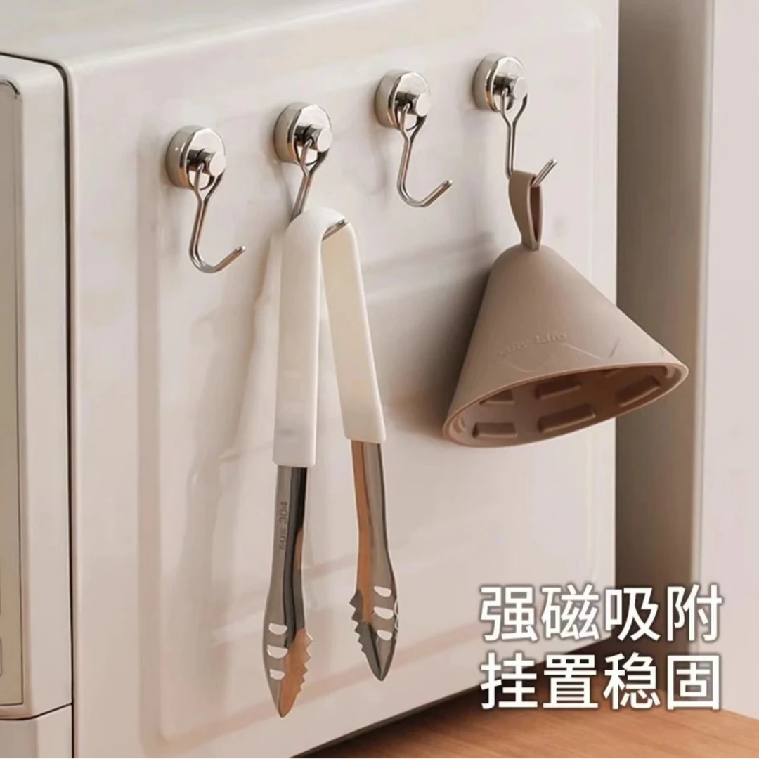 可旋转磁吸挂钩厨房家用免打孔磁吸收纳小挂钩冰箱门无痕磁吸收纳