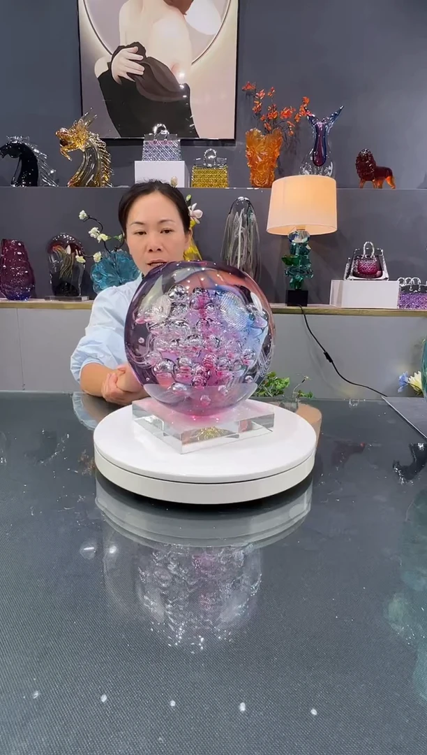 琉璃水晶琉璃摆件+底座