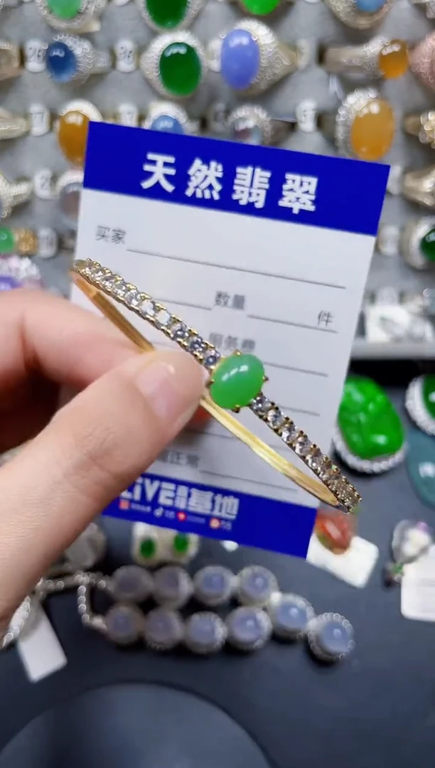 银S925镶嵌手镯翡翠157