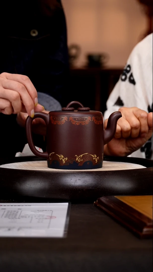 茶壶紫砂GHJ78景舟双圈紫泥400cc