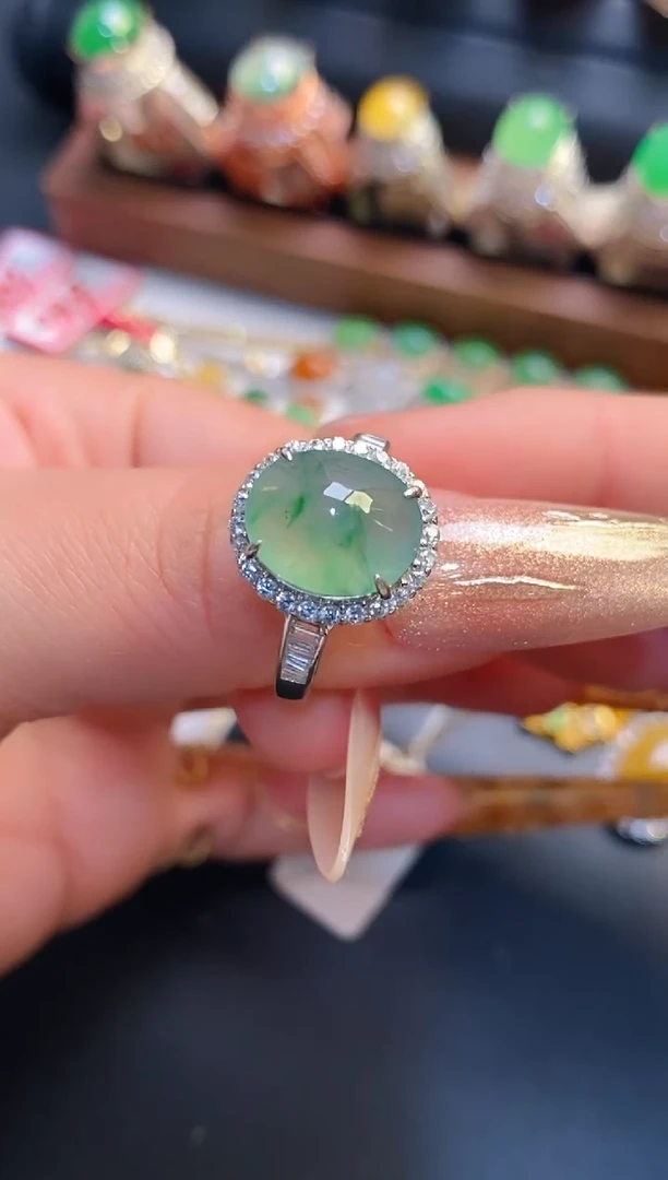 银S925镶嵌戒指翡翠天然