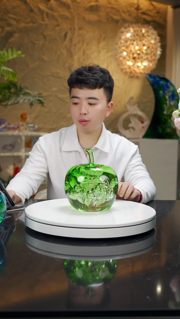 手工艺品琉璃绿苹果摆件