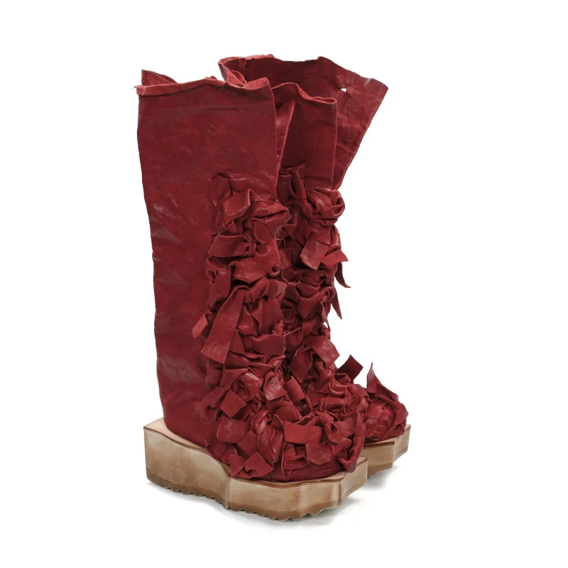 『虫洞』KING PING走秀款艺术设计时尚厚底靴子百搭秋冬时装K02HG06