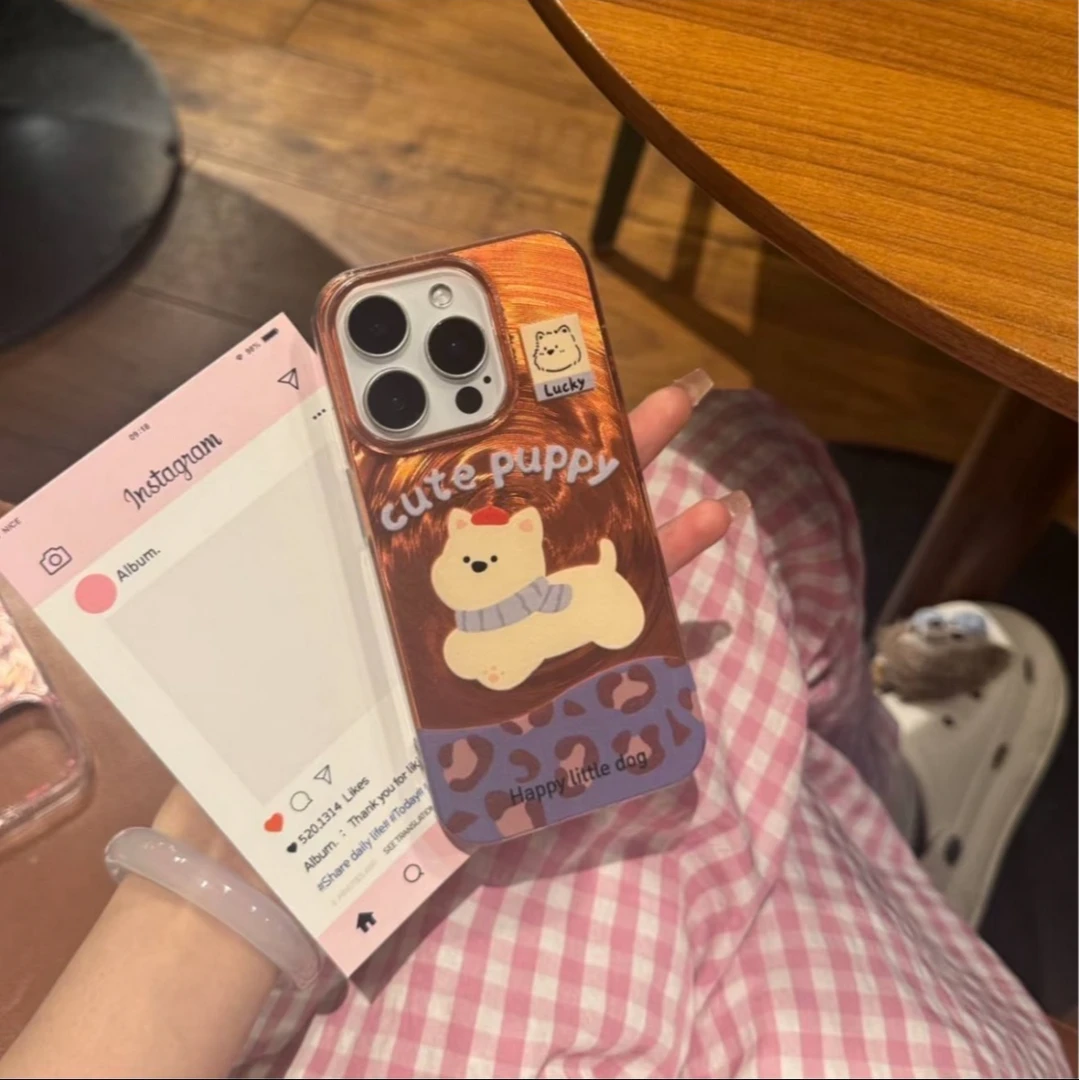 复古修勾适用iPhone16手机壳苹果15可爱1413秋冬1211支架西高地