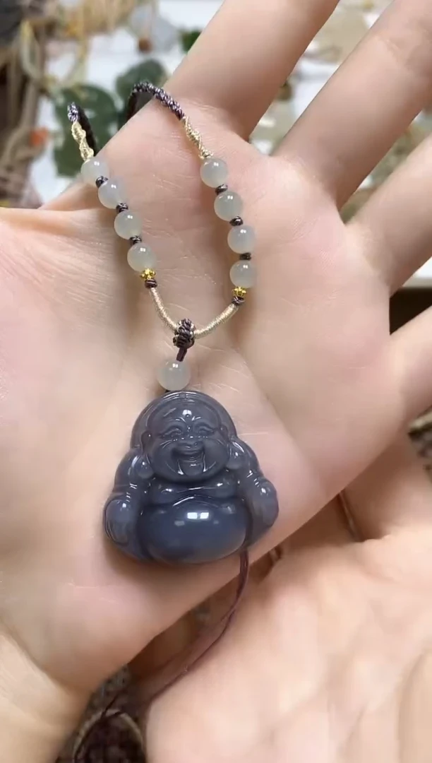 颈饰未镶嵌和田玉小*运天然和田玉烟紫佛公