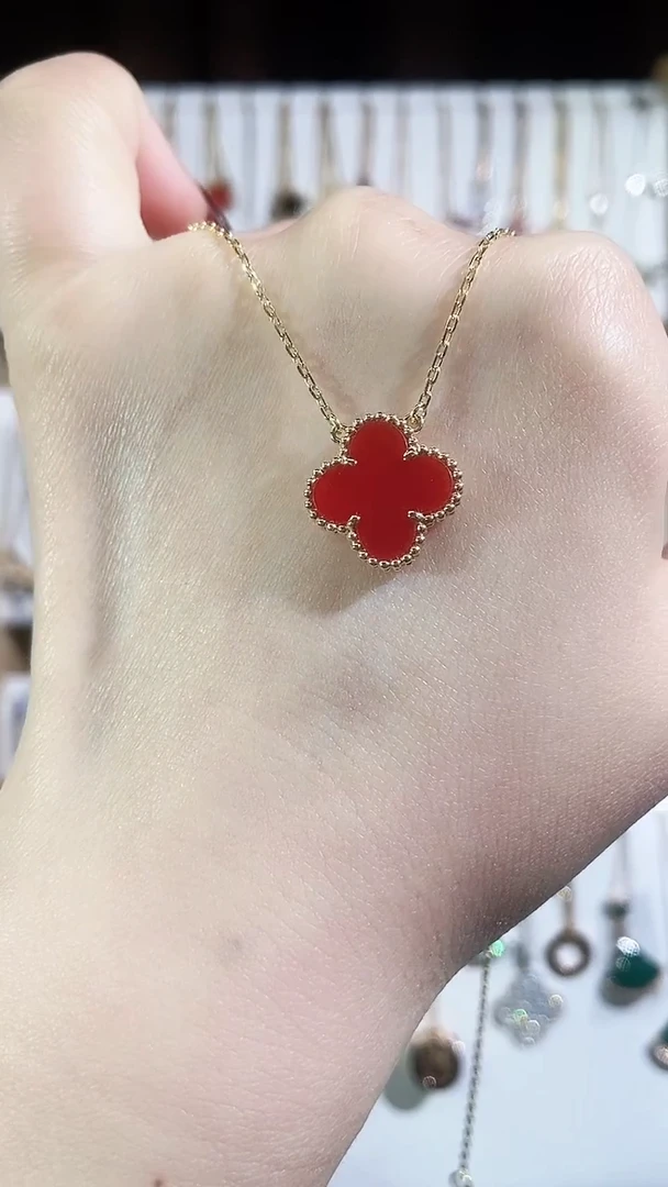 【闪购商品】玛瑙/玉髓套链18K金镶嵌玛瑙K黄红草