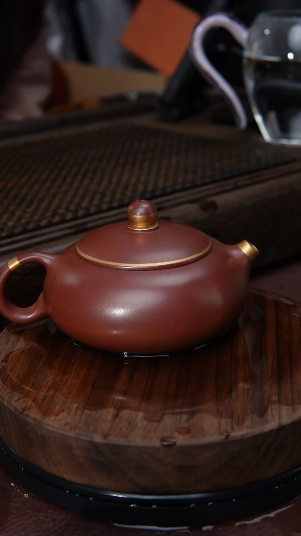 【闪购商品】紫砂茶壶扁西施苗金朱泥紫砂壶