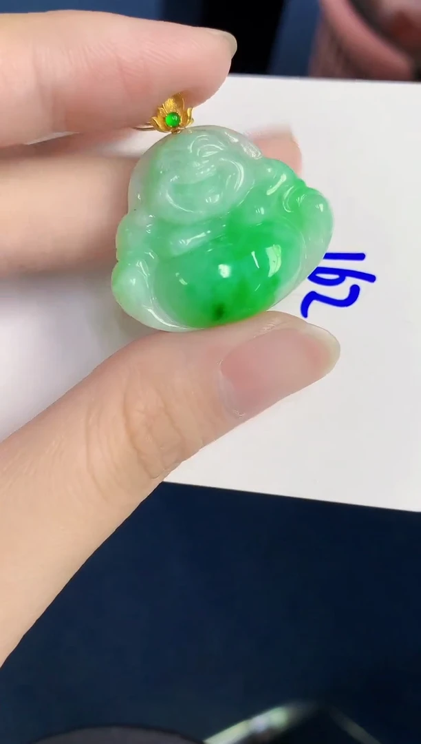 颈饰18K金镶嵌翡翠天然翡翠缅甸A货