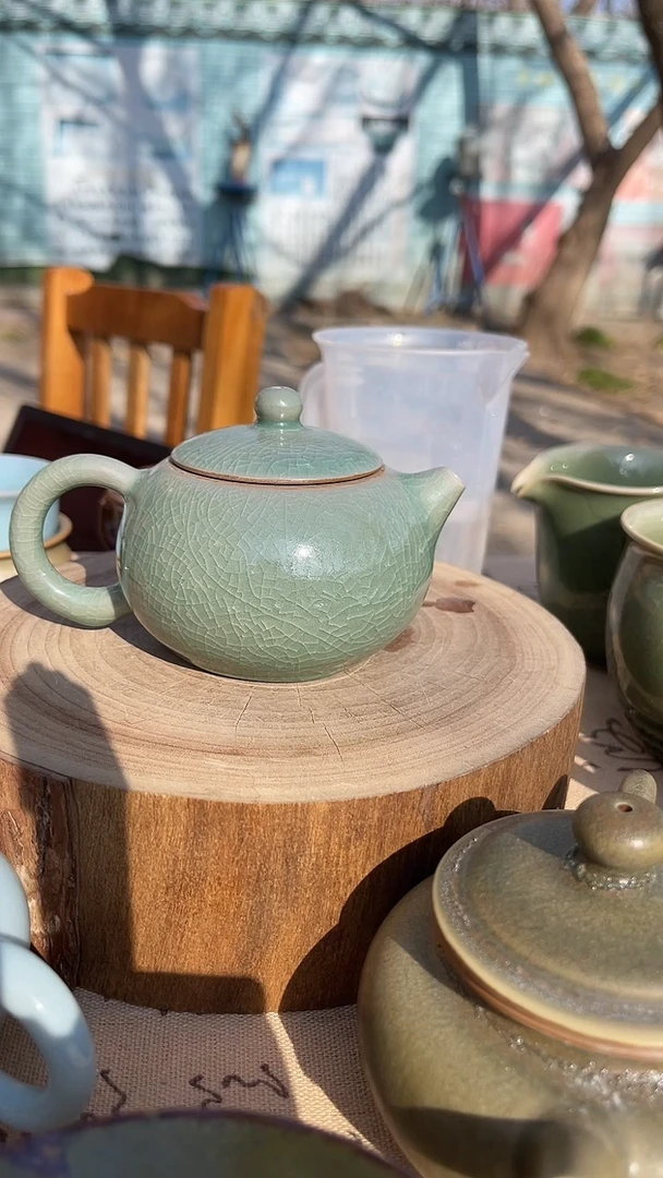 摆件陶原生态原矿青绿西施壶