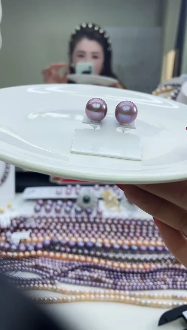未镶嵌耳饰淡水珍珠紫色系 素钉