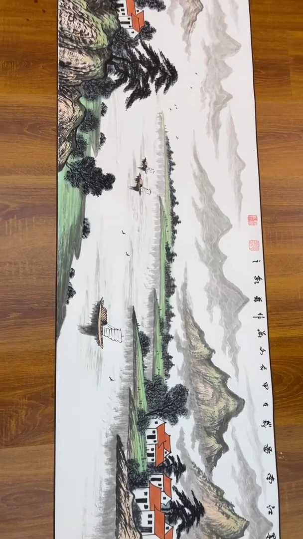 国画贾文华老师五米长卷水墨江南