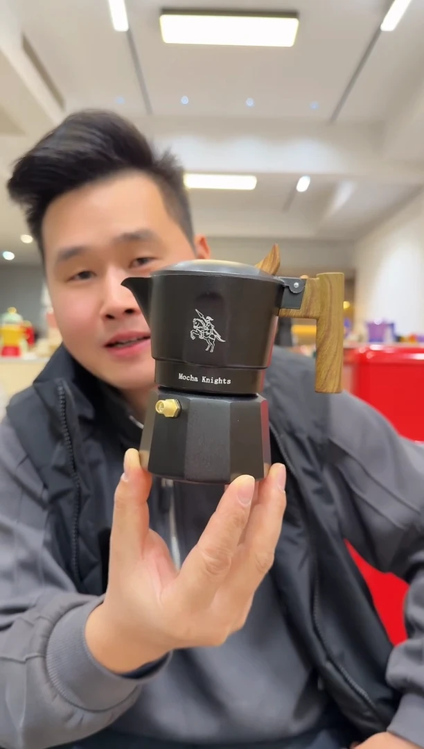 黑骑士】6代双阀2杯白陶内胆摩卡咖啡壶+气嘴改好