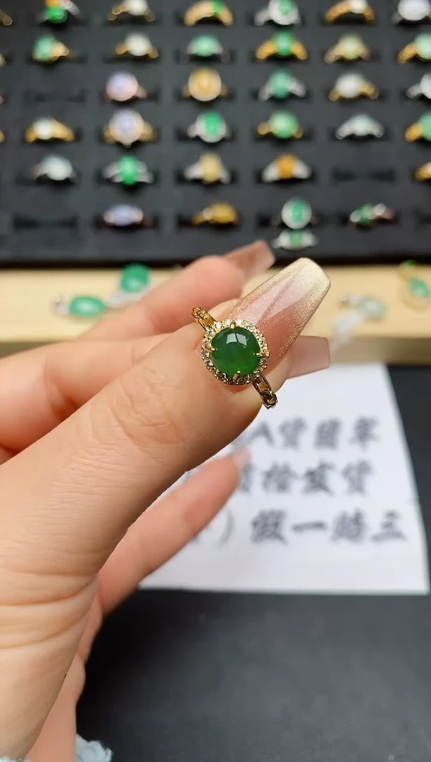 翡翠戒指银S925镶嵌赤***暖.............