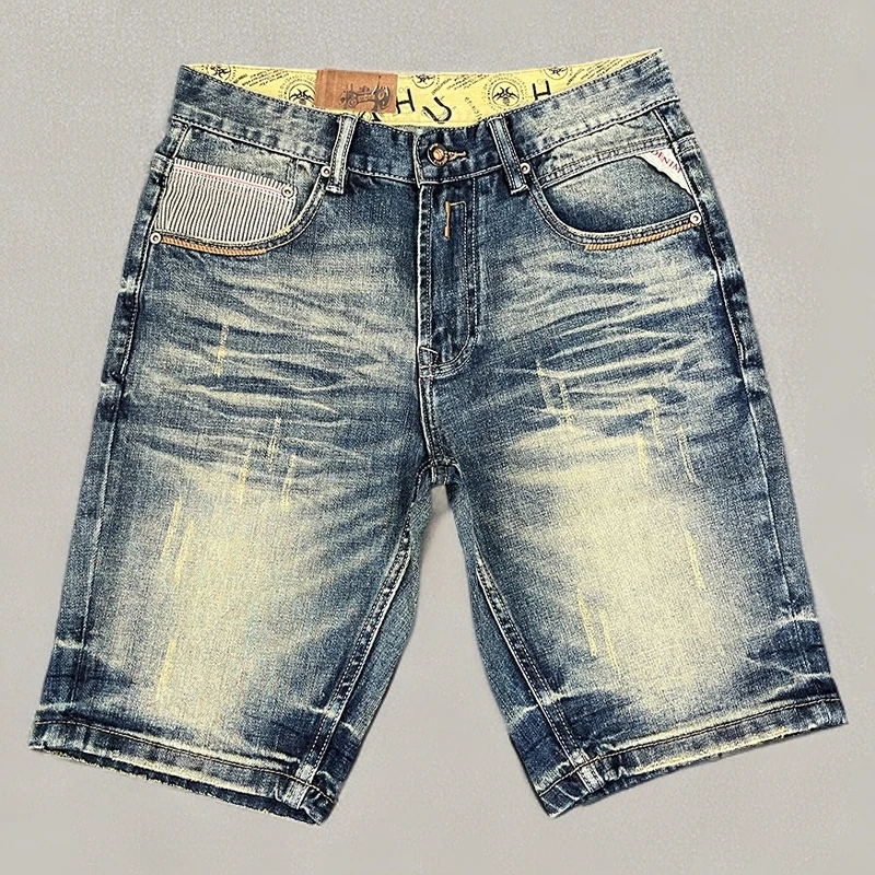 高端时尚夏季男士牛仔短裤弹力五分裤夏天中裤男马裤潮男款水洗