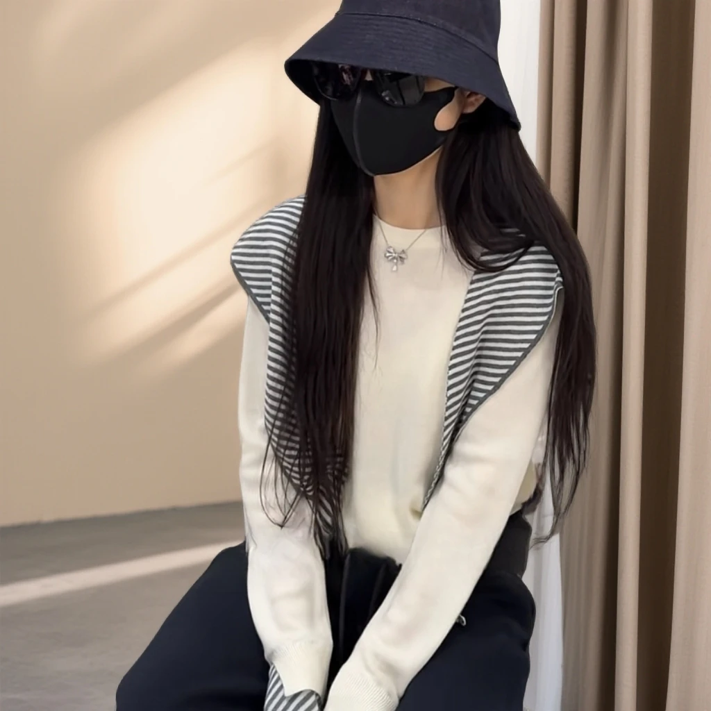 宿慕SUMU披肩可拆长袖针织衫2025新款秋季洋气毛衣小雨女装28353