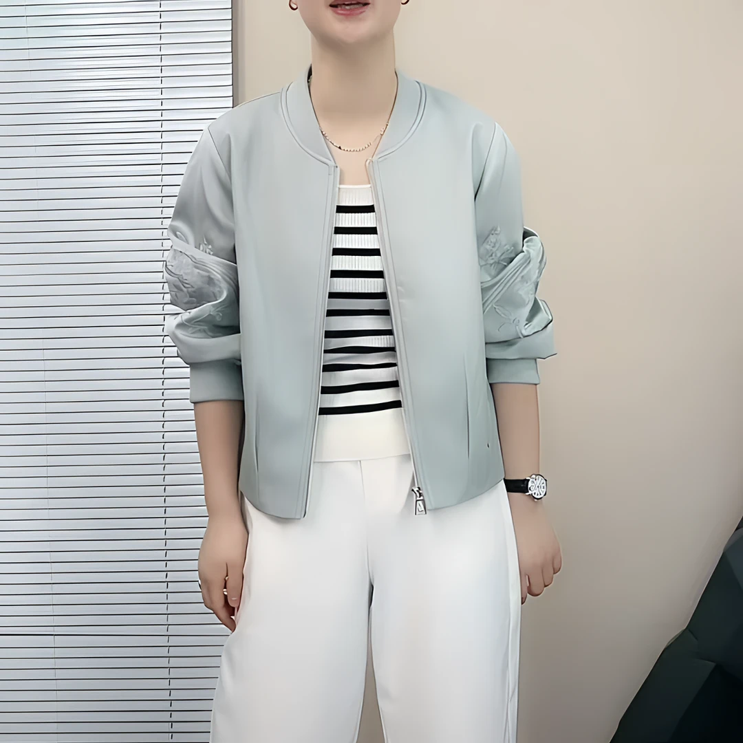 新款刺绣皮衣春秋时尚休闲百搭春季改良国风外套女装新中式皮夹克