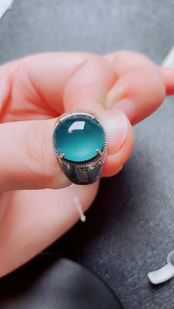 翡翠戒指银S925镶嵌翡翠