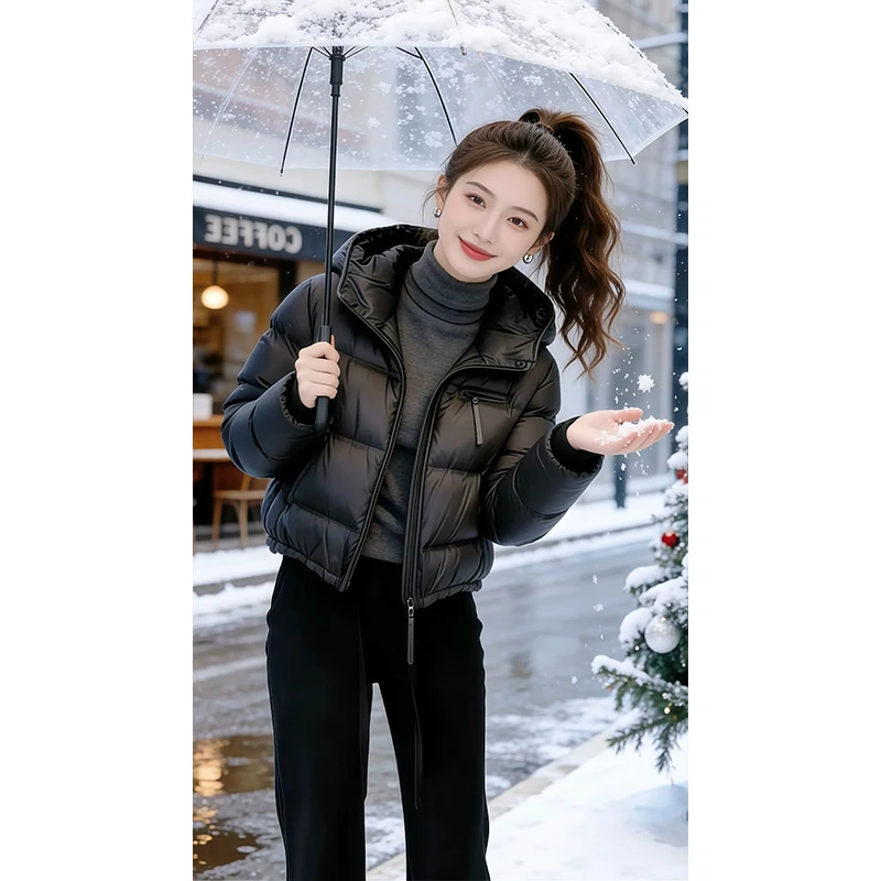 加厚立领短款外套女2025冬季新款宽松百搭休闲加厚保暖面包服棉衣