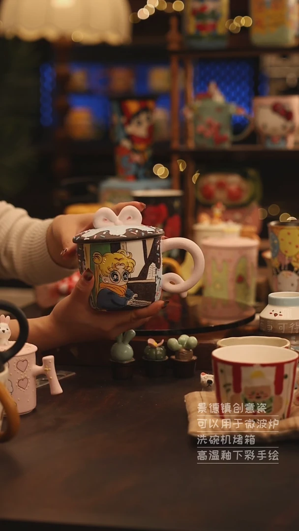 陶瓷景德镇可爱陶瓷釉下彩绘设计师款