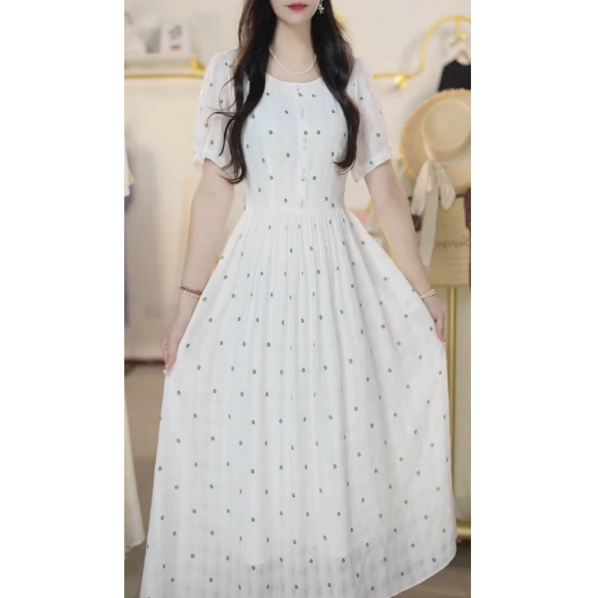 L5413新连衣裙女夏仙女超仙森系裙子长款法式收腰气质长裙夏季