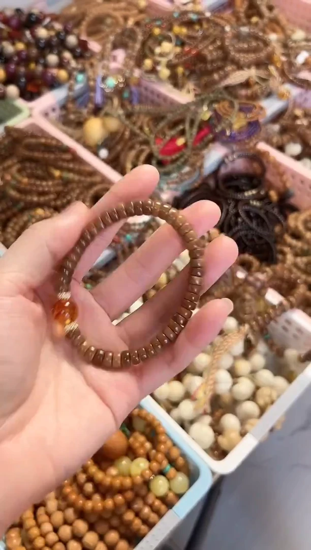 手串琥珀（花珀）未镶嵌库克药片搭配琥珀花珀7*3.5mm