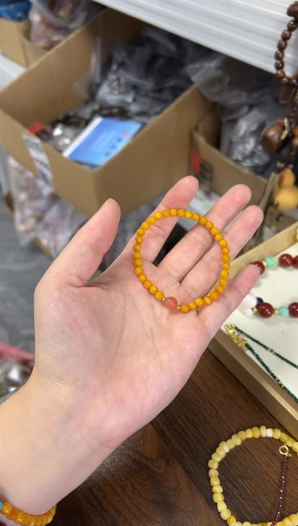 未镶嵌蜜蜡手链满蜜蜜蜡南红顶珠款手链[2903]