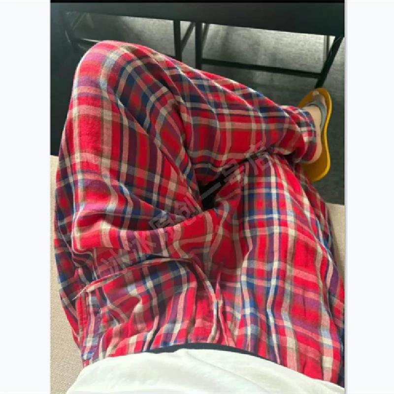 【冰冰一号店】386夏款婴儿棉纱撞色格弯刀裤休闲原创复古高定