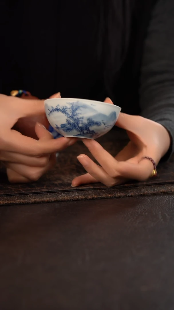 【闪购商品】杯869号HLX陶瓷重工山水普洱杯