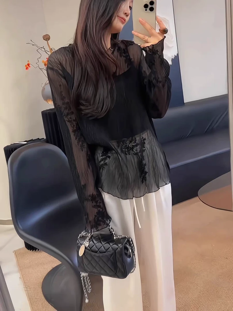 套头蕾丝常规款圆领常规雪纺衫百搭网红休闲夏季气质810