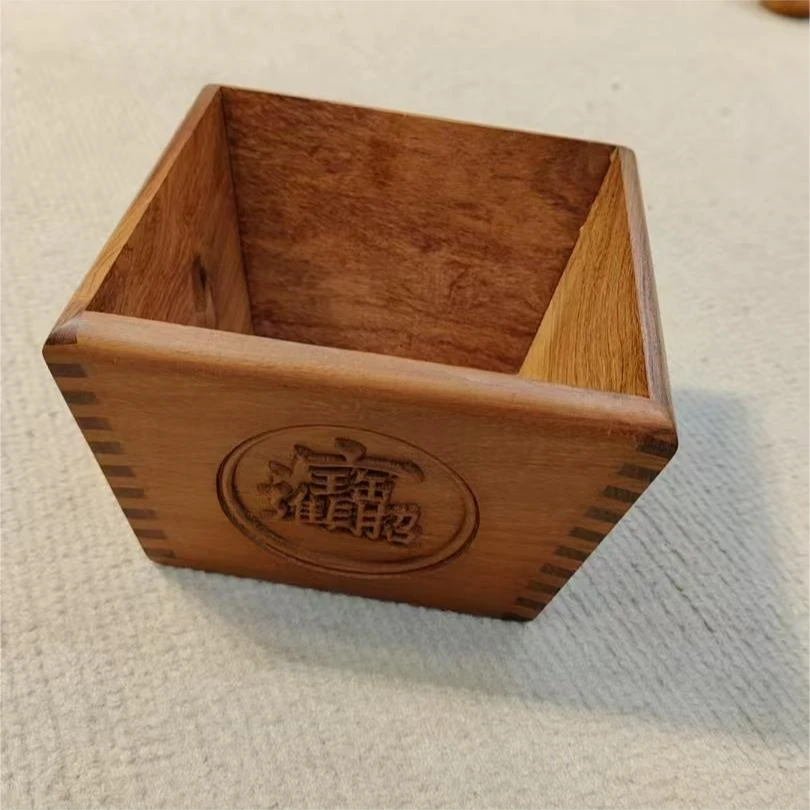 缅花雕刻米斗15cm