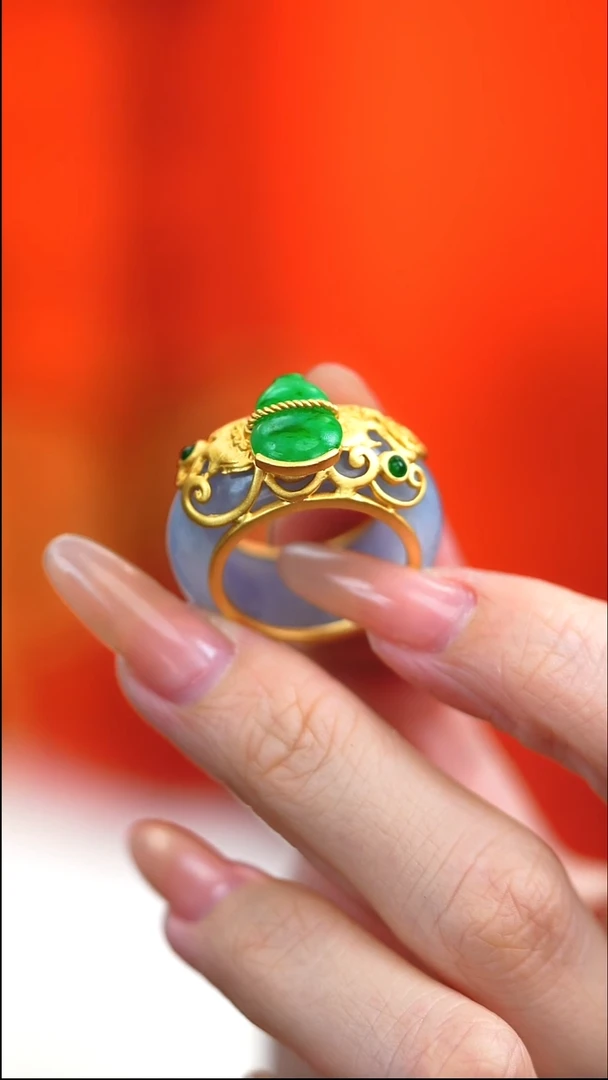 银S925镶嵌戒指翡翠新款19.20圈口