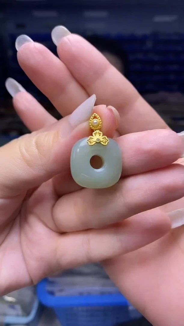 和田玉银S925镶嵌吊坠(不含链)DZ2673