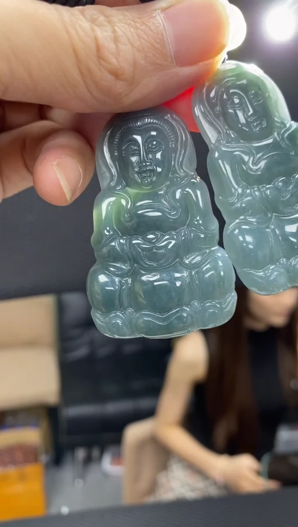 翡翠未镶嵌吊坠(赠链)蓝水翡翠观音吊坠多样性发一件
