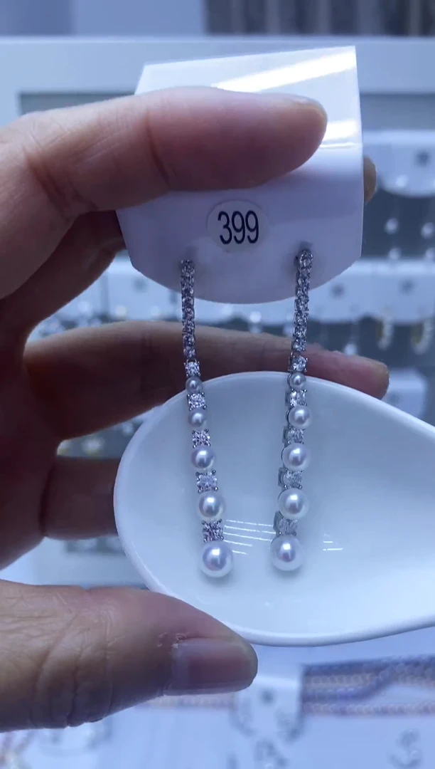 银S925镶嵌耳饰淡水珍珠399