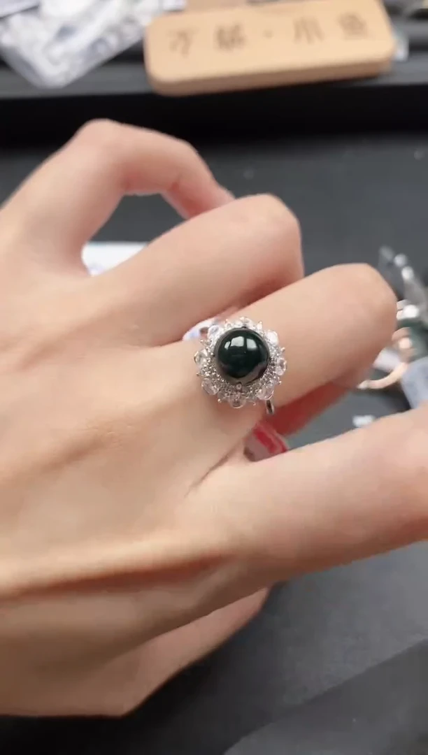 翡翠戒指银S925镶嵌51511