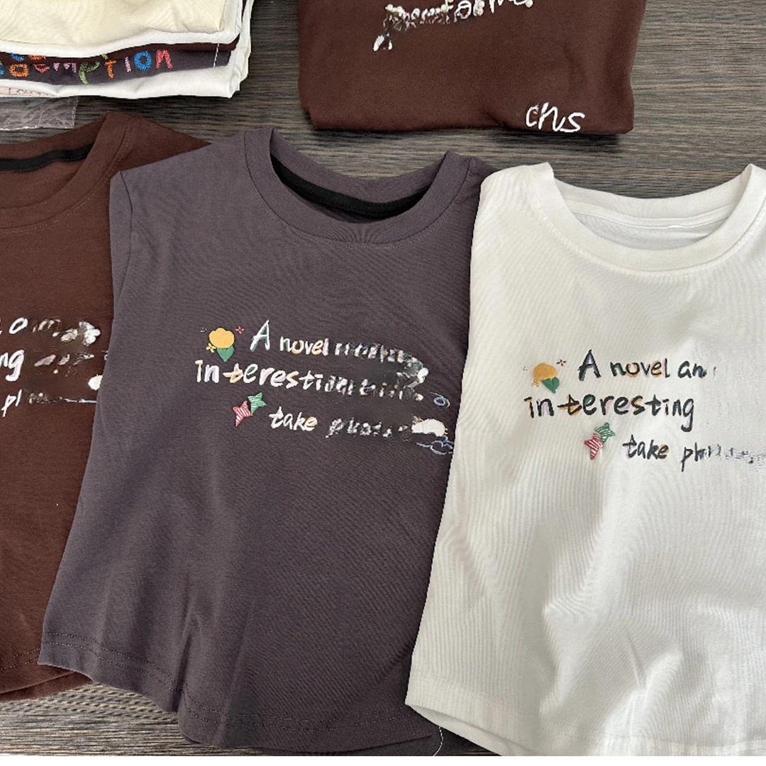 A017韩系中大童夏季25短款休闲短袖T恤上衣