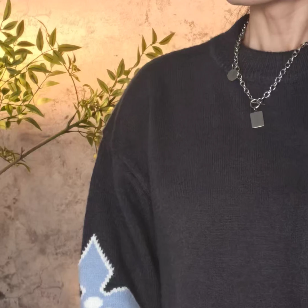 【Lin million专属】秋冬新款通用休闲男女百搭宽松毛衣针织衫W0014